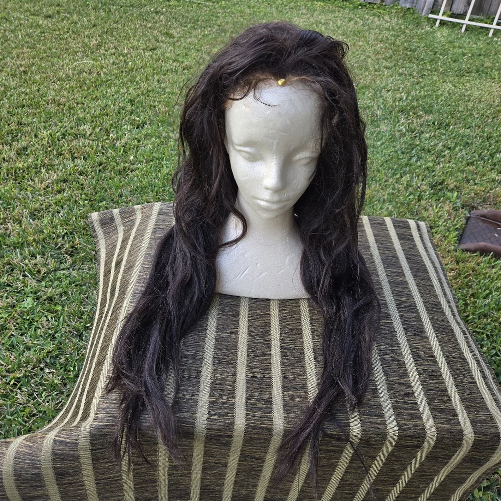 27” Choc Brown Human Hair Wig lace Front
